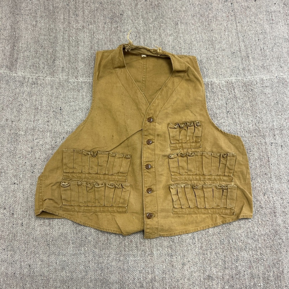 Vintage Hunting Vest Mens Small Brown 1930s